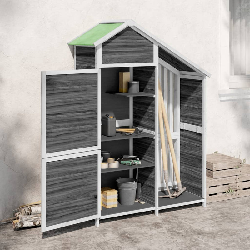 Vidaxl Garden capannone 120x53.5x170 cm Grigio in pino solido