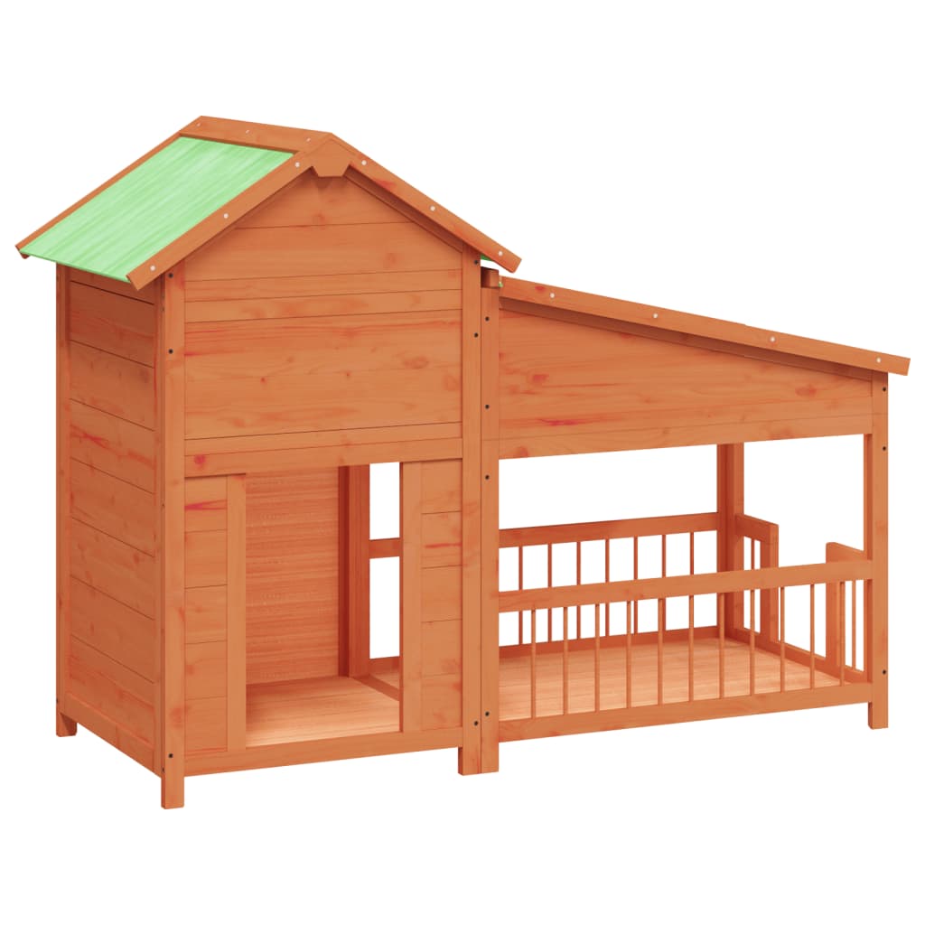 Vidaxl Dog Loft 143x60.5x109 cm Pinino solido Brown