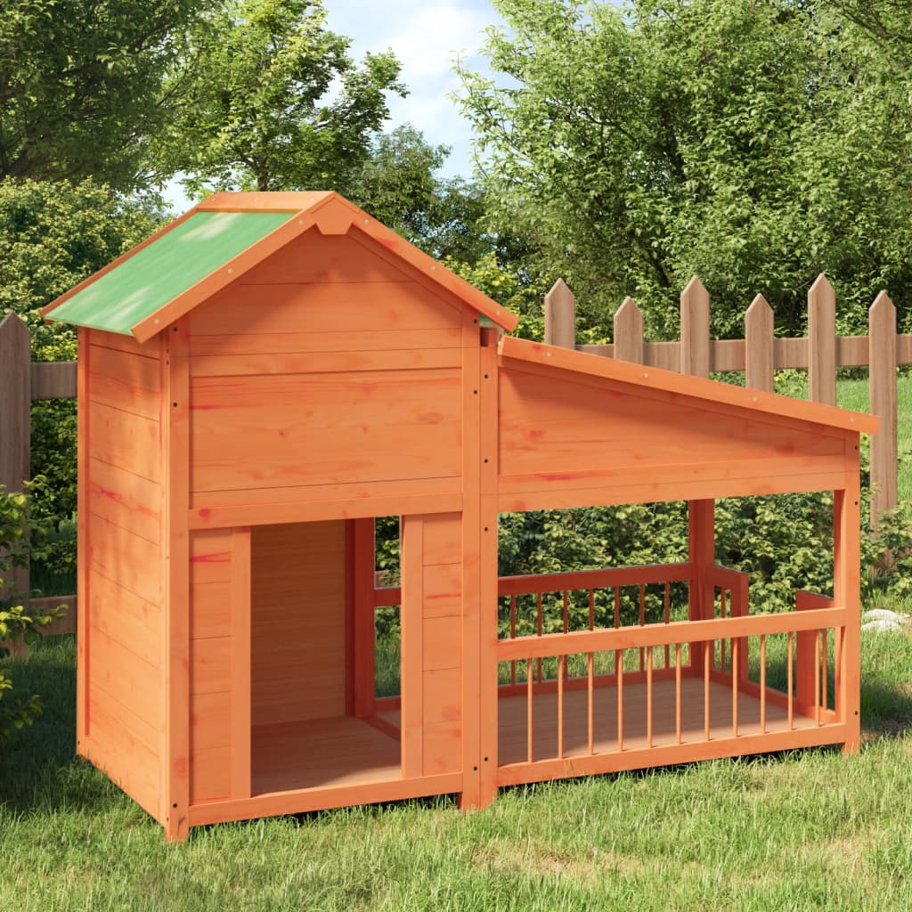Vidaxl Dog Loft 143x60.5x109 cm Pinino solido Brown