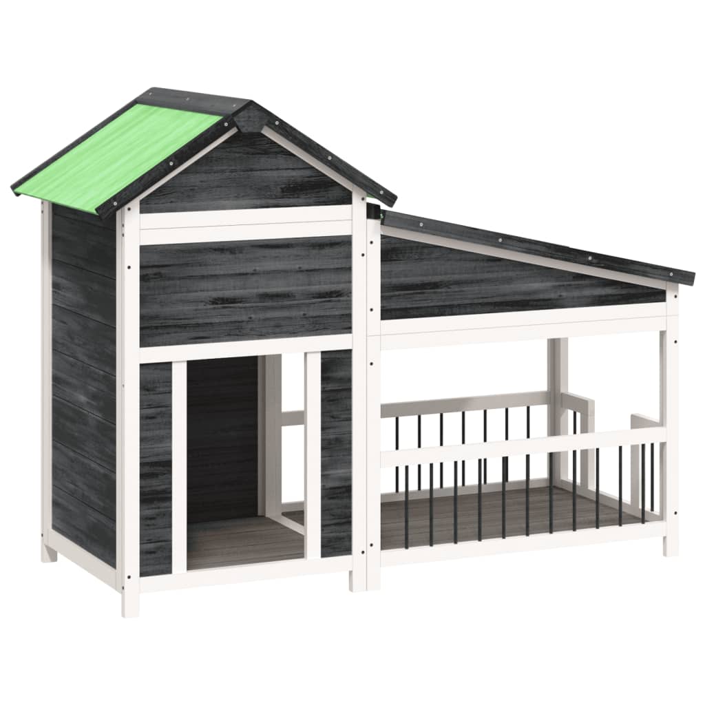 Vidaxl dog loft 143x60.5x109 cm grigio grigio pino solido