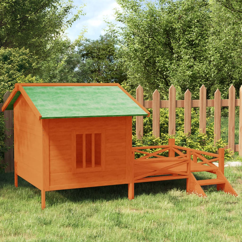 Vidaxl Dog Loft 159x120x88.5 cm Pino sólido marrón marrón