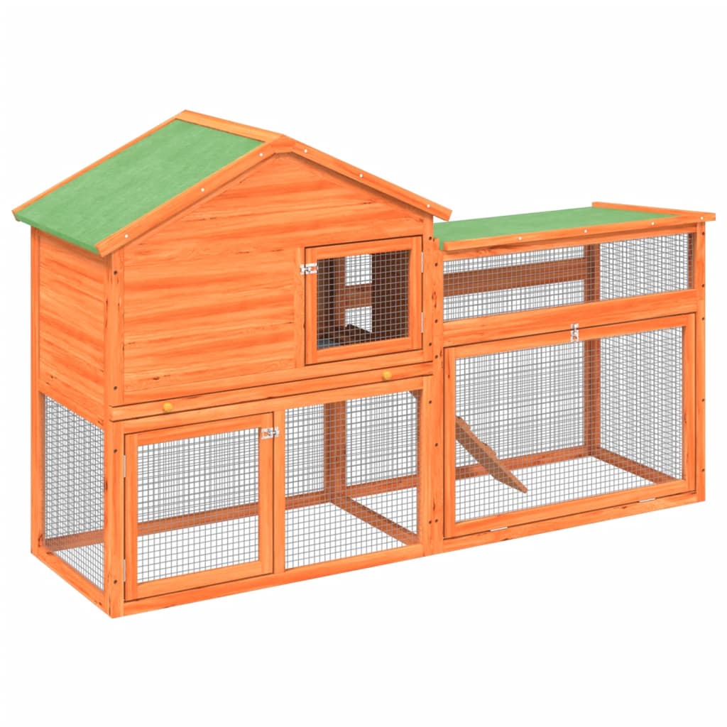 Vidaxl Rabbit Hutch 185.5x60.5x109.5 cm de pino sólido marrón marrón