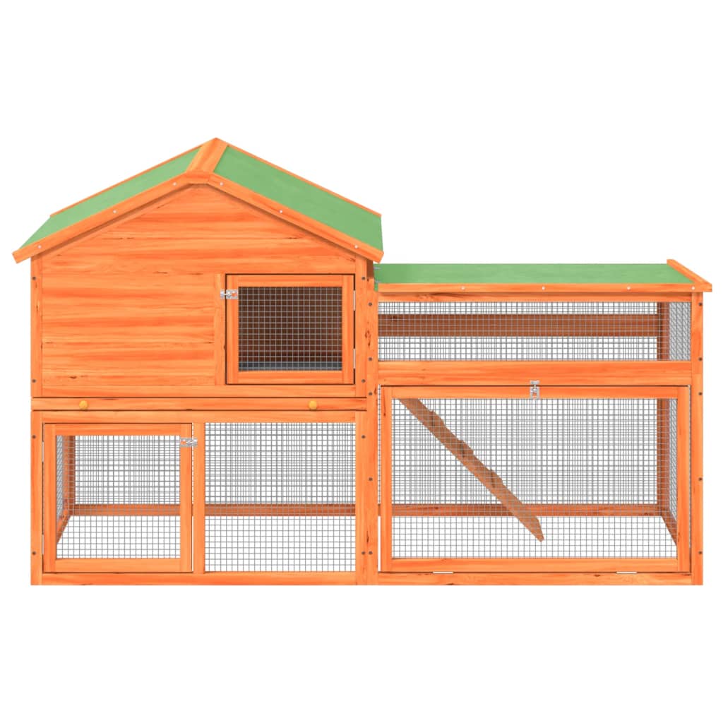 Vidaxl Rabbit Hutch 185.5x60.5x109.5 cm de pino sólido marrón marrón