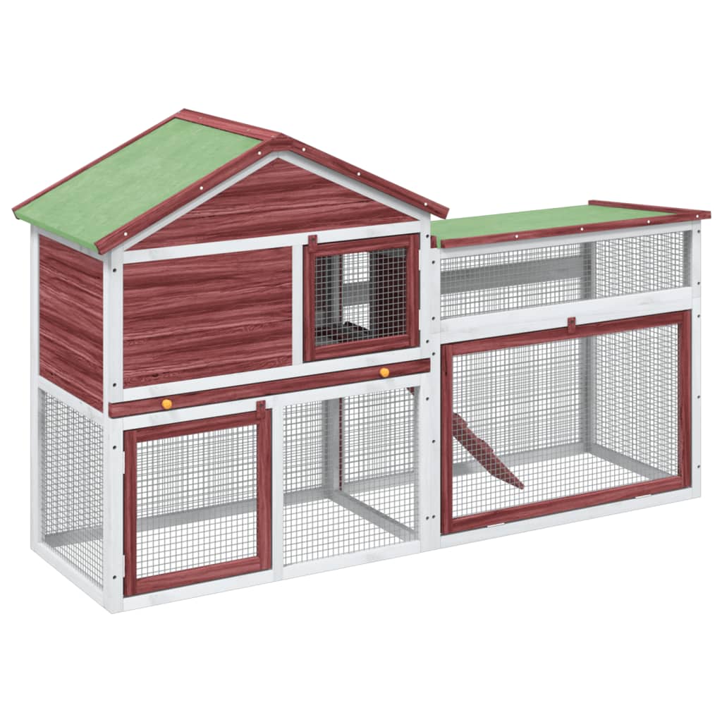 Vidaxl Rabbit Hutch 185.5x60.5x109.5 cm Pino solido Mocha -colorato