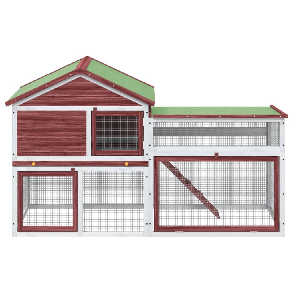 Vidaxl Rabbit Hutch 185.5x60.5x109.5 cm Pino solido Mocha -colorato