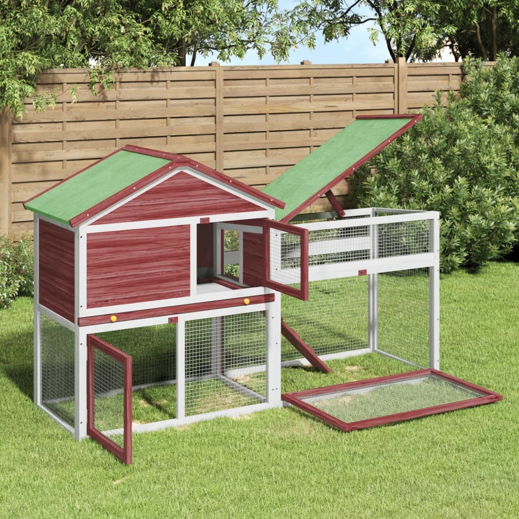 Vidaxl Rabbit Hutch 185.5x60.5x109.5 cm Pino solido Mocha -colorato