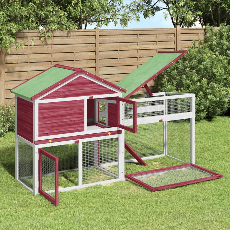 Vidaxl Rabbit Hutch 185.5x60.5x109.5 cm Pino rosso rosso rosso