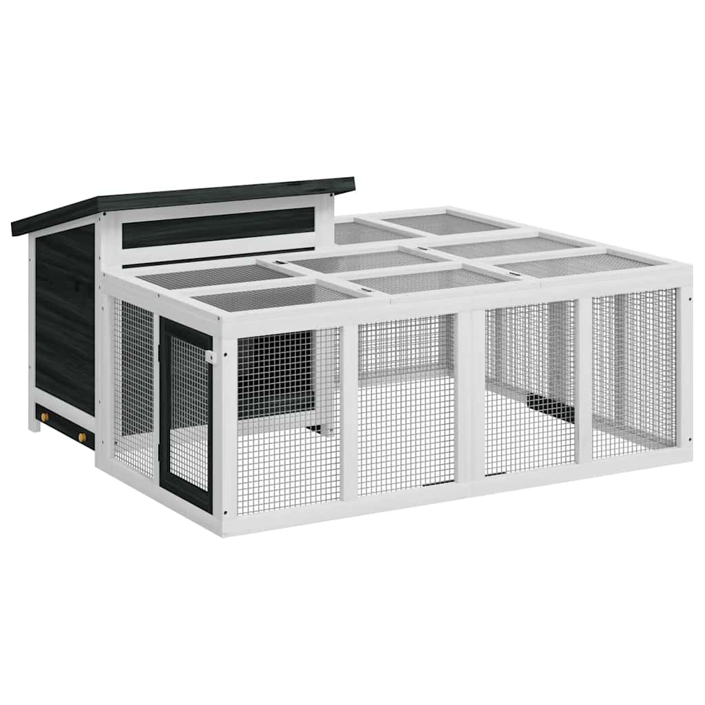 Vidaxl Rabbit Hutch 144x123x67,5 cm Grigio a pino solido