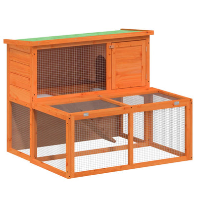 Vidaxl Conejo Hutch 102x90x84.5 cm de pino sólido marrón