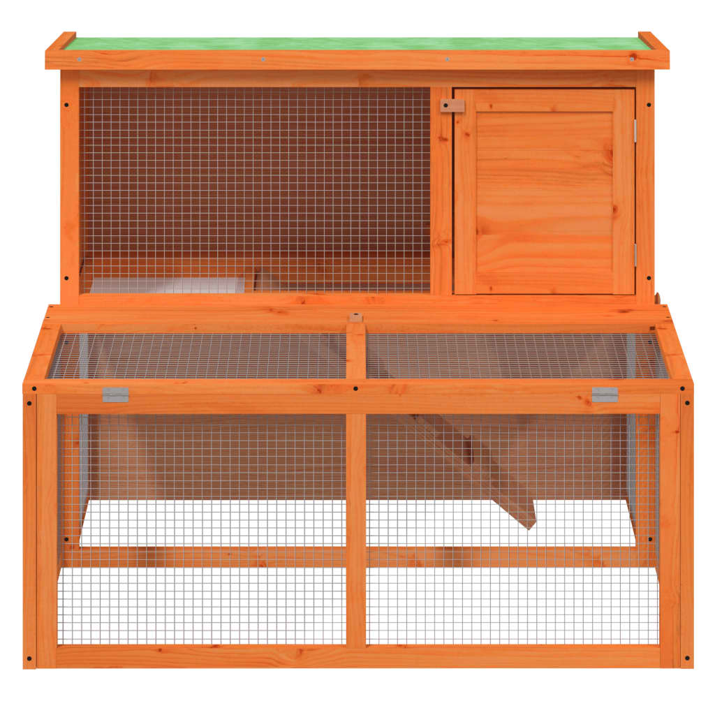 Vidaxl Hutch di coniglio 102x90x84,5 cm Pinna solido marrone