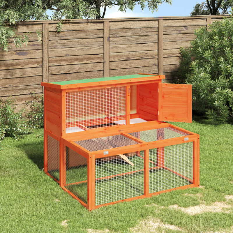 Vidaxl Hutch di coniglio 102x90x84,5 cm Pinna solido marrone