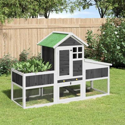 Vidaxl Rabbit Hutch 170x63x113 cm Grigio in pino solido