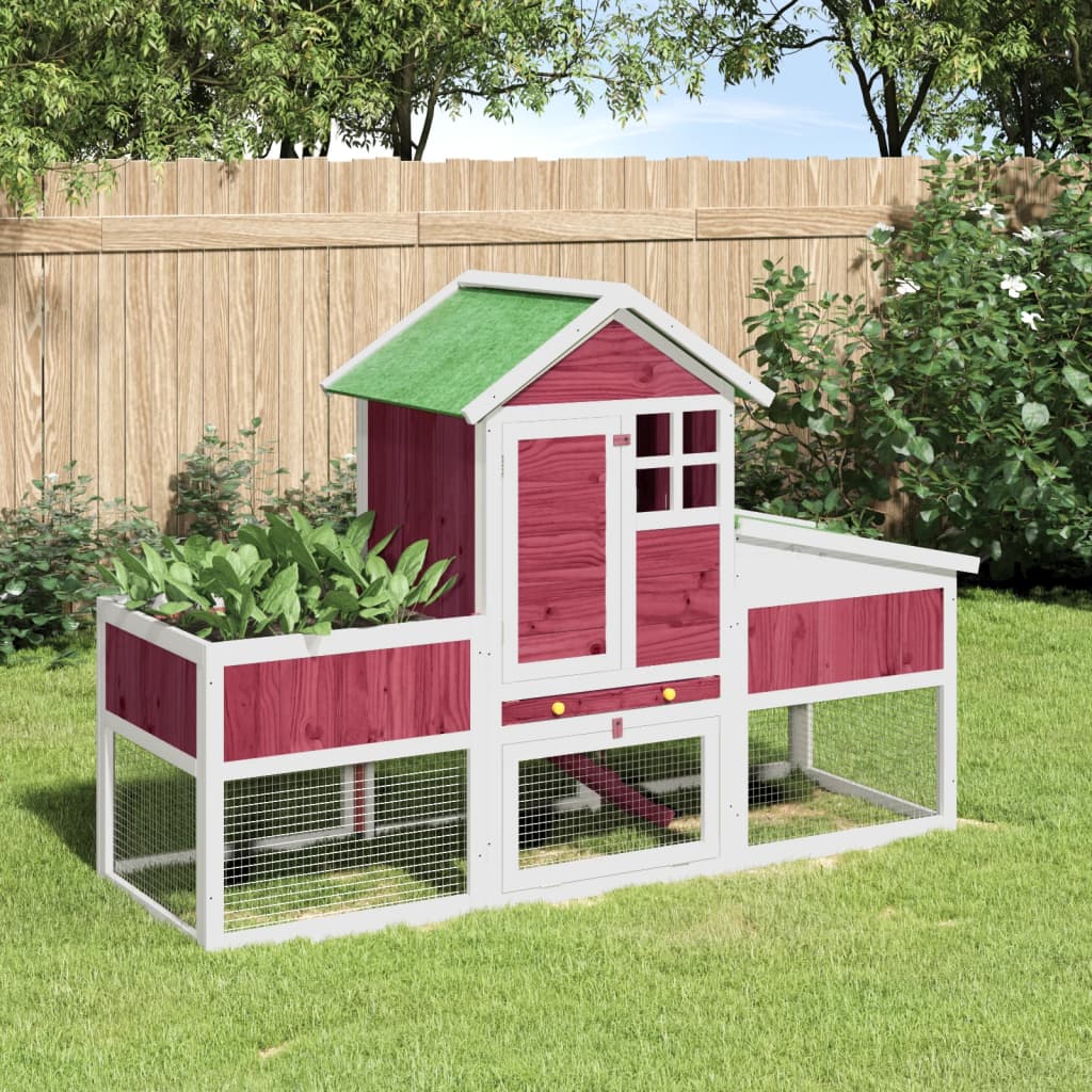 Vidaxl Rabbit Hutch 170x63x113 cm de pino sólido rojo