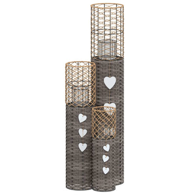 Vidaxl Candle Holder 3 St Wicker Grey
