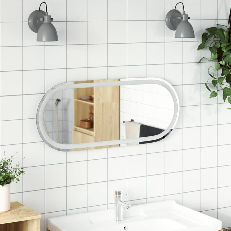 Vidaxl Specchio da bagno LED ovale 80x35 cm