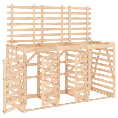 Vidaxl Almacenador de contenedores Triple Solid Pine