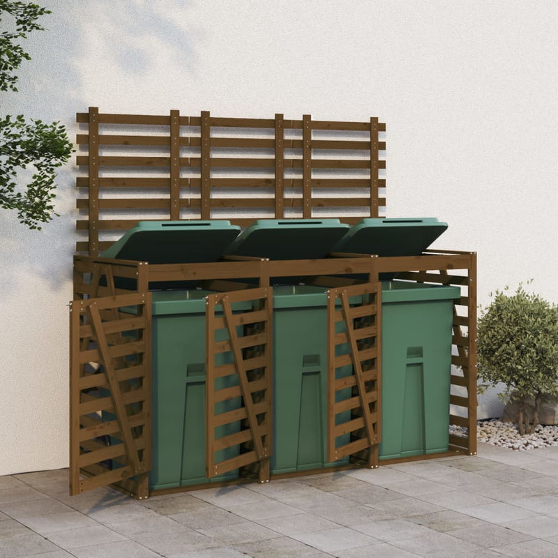 Vidaxl Container Storage Triple pino solido Miele marrone