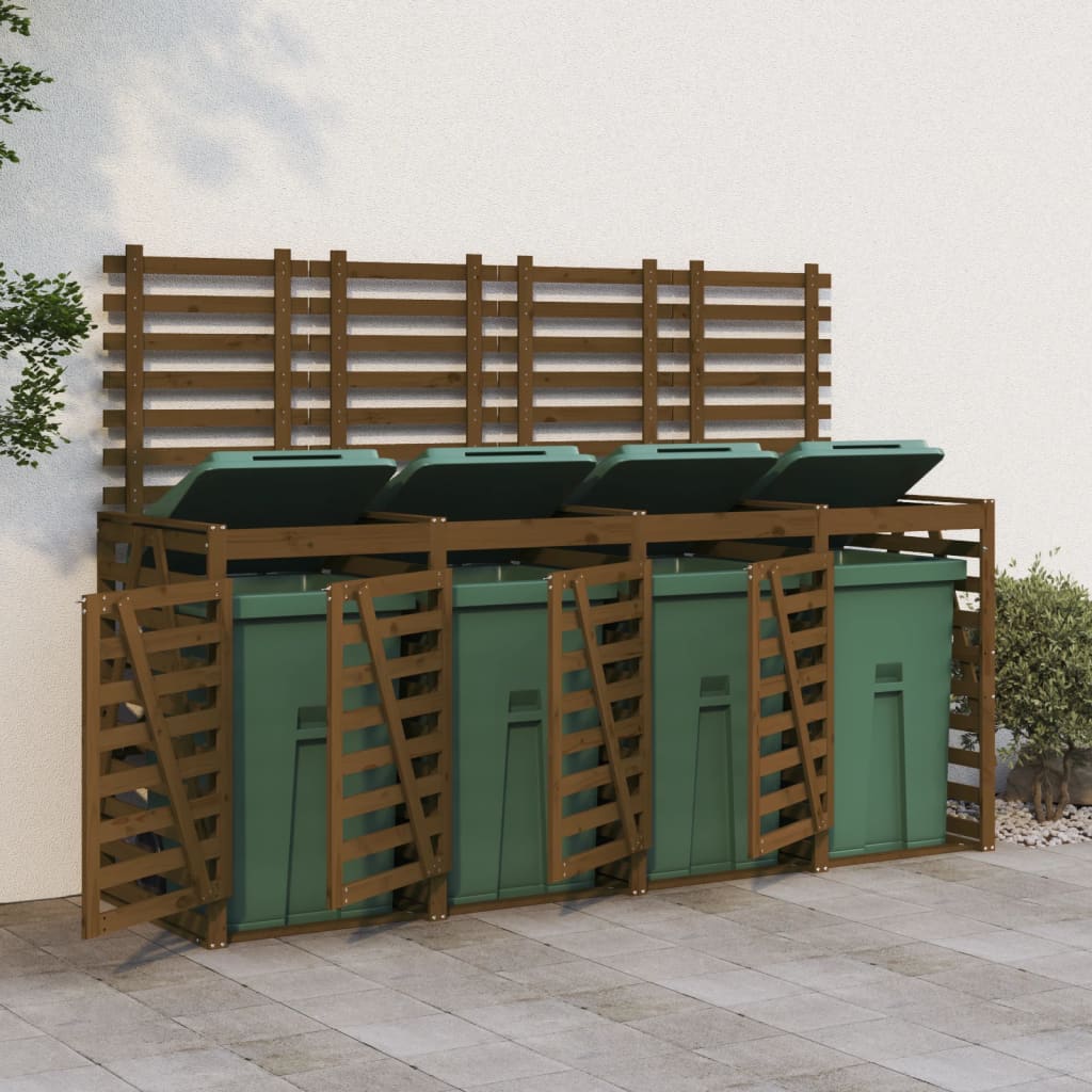 VIDAXL Container Storage a quattro tempi di pino solido marrone
