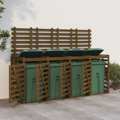 VIDAXL Container Storage a quattro tempi di pino solido marrone