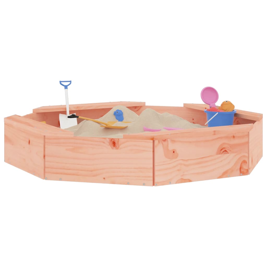 Arenero VidaXL con bancos octogonales de madera maciza de Douglas