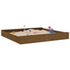Sandbox Vidaxl con bancos de miel de pino sólido cuadrado marrón