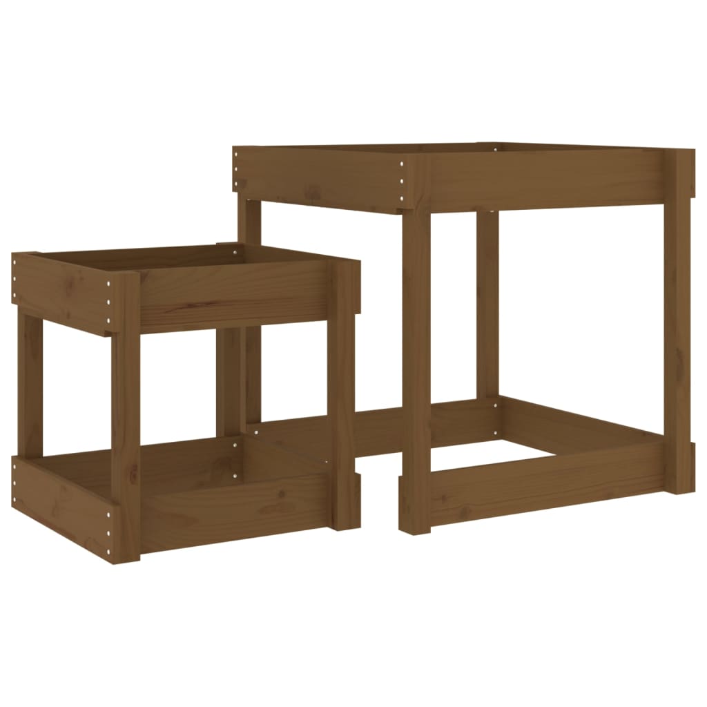 Vidaxl Sand Tables 2 pezzi Miele di pino solido Brown