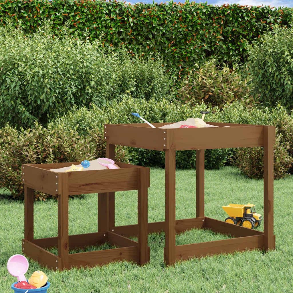 Vidaxl Sand Tables 2 pezzi Miele di pino solido Brown