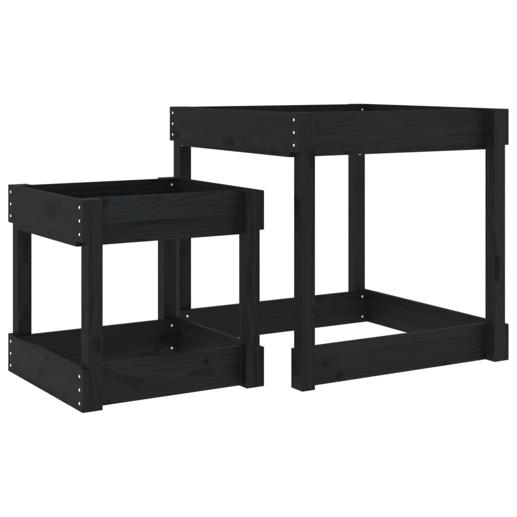 Vidaxl Tabelle di sabbia 2 pezzi Black di pino solido
