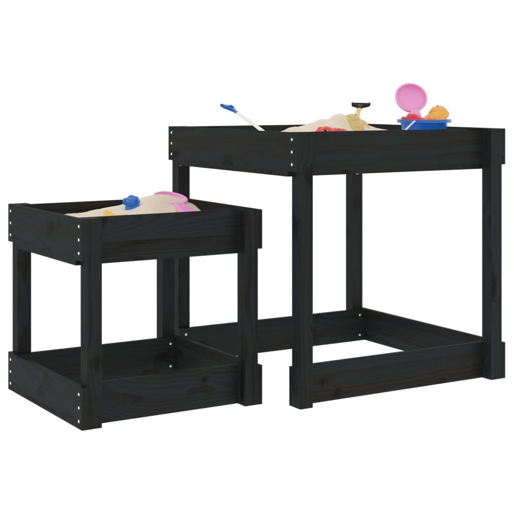 Vidaxl Tabelle di sabbia 2 pezzi Black di pino solido