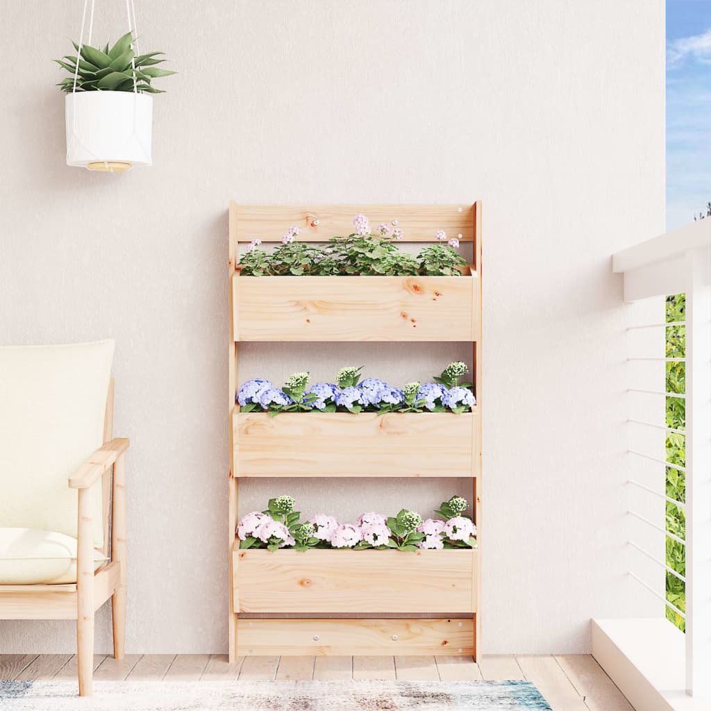 Fioriera Vidaxx da parete a 3 strati 60x18,5x110 cm in legno di pino