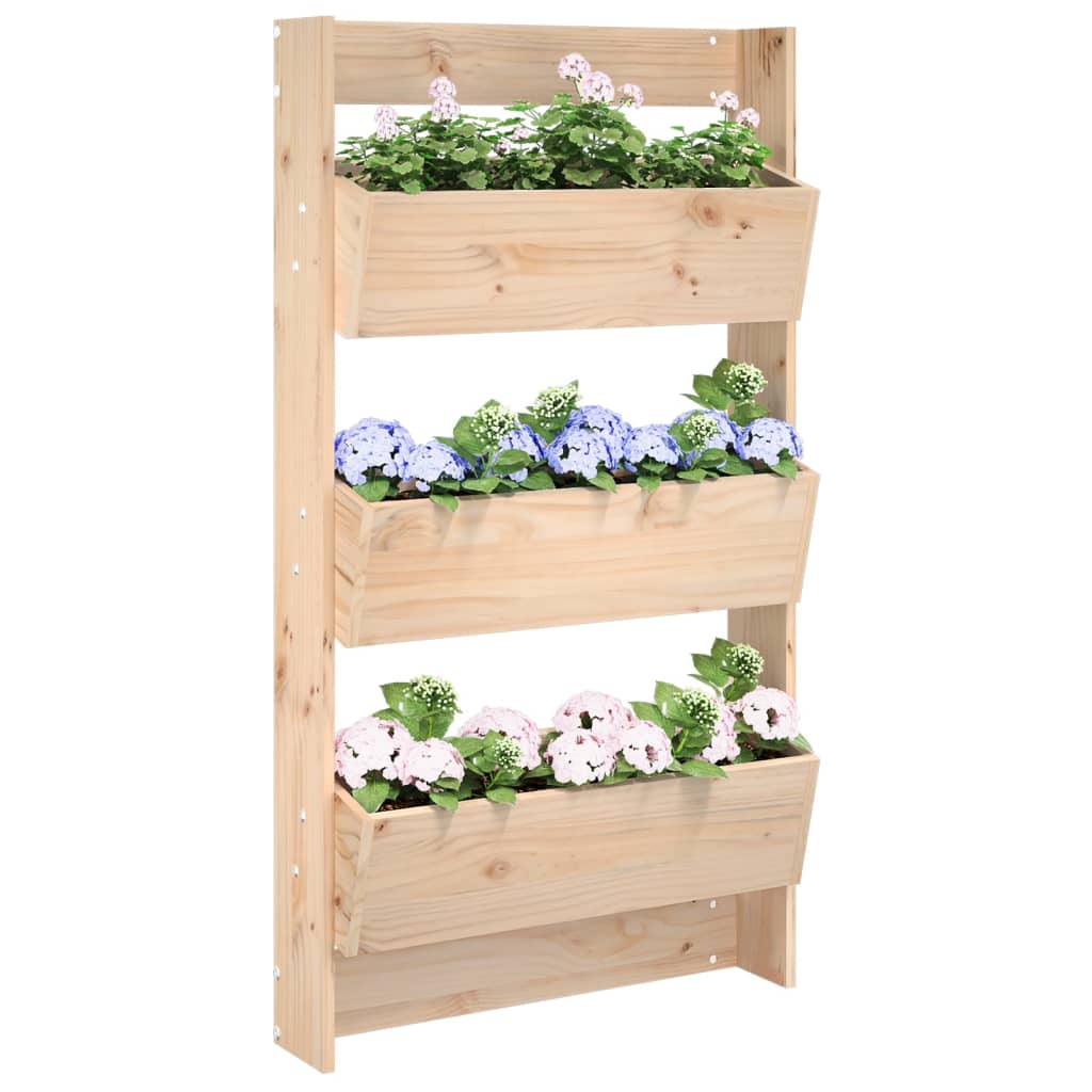 Fioriera Vidaxx da parete a 3 strati 60x18,5x110 cm in legno di pino