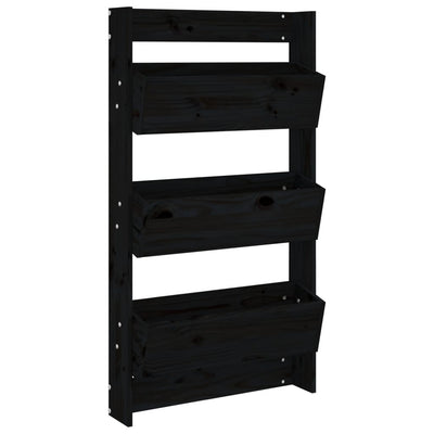 Vidaxl Plannbak Montaggio del muro 3-laags 60x18.5x110 cm Pino legno nero