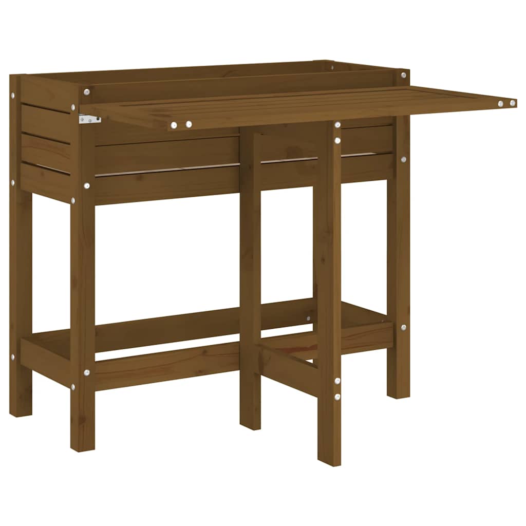 Fioriera vidaxl con tavolo pieghevole top pino legno miele marrone