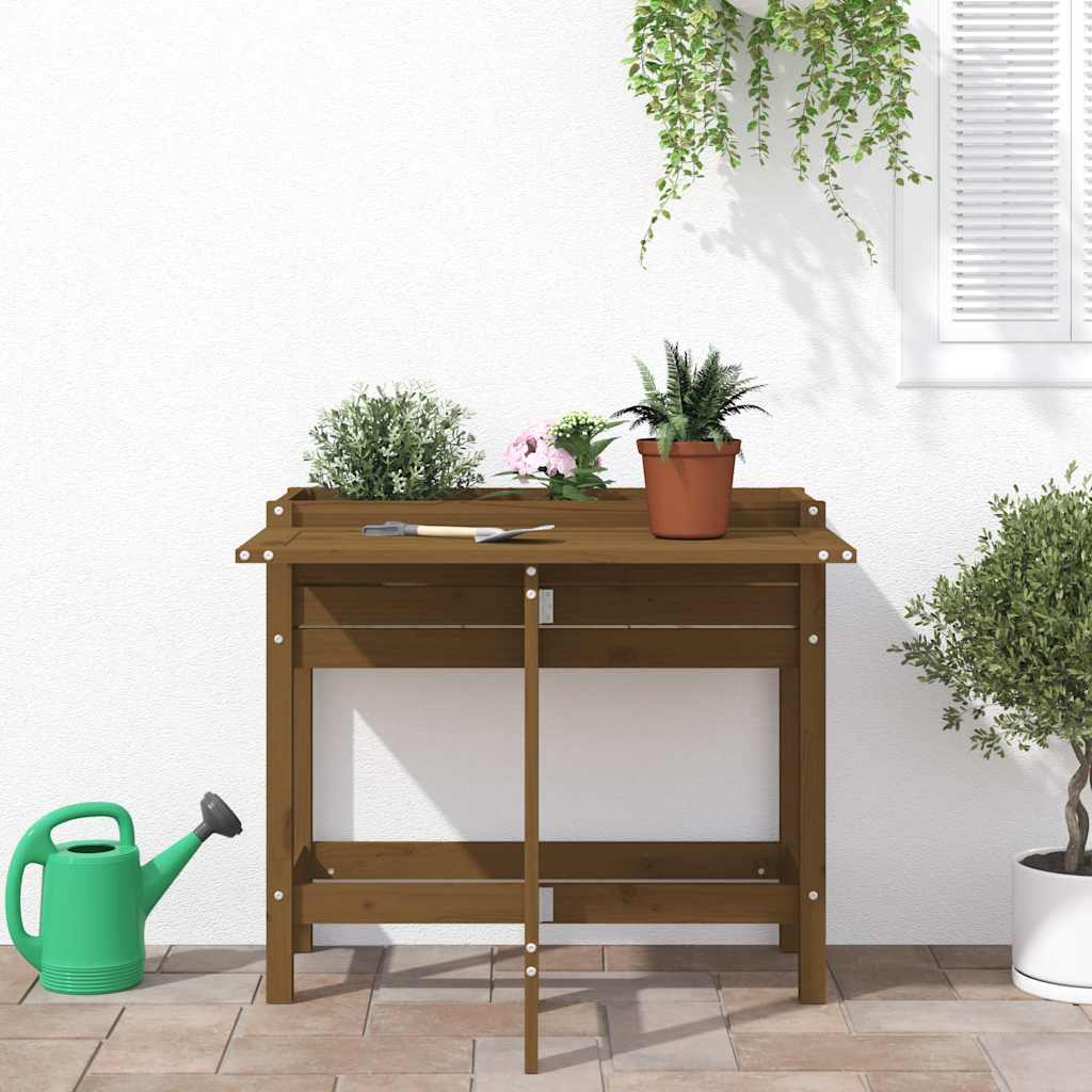 Fioriera vidaxl con tavolo pieghevole top pino legno miele marrone