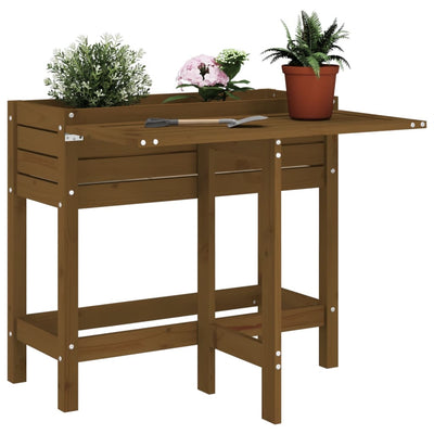 Fioriera vidaxl con tavolo pieghevole top pino legno miele marrone