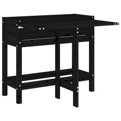 Vidaxl fioriera con tavolo pieghevole top pino solido nero