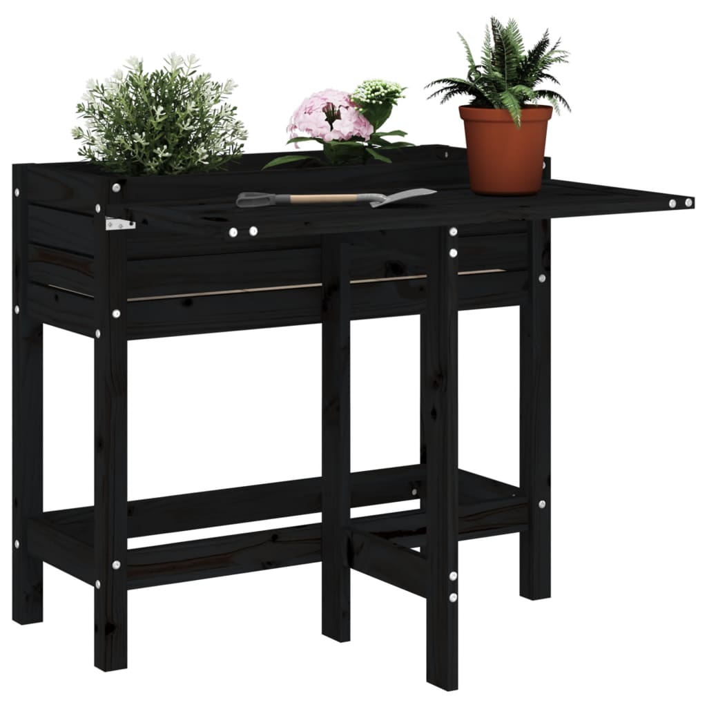 Plantador Vidaxl con mesa plegable de pino sólido