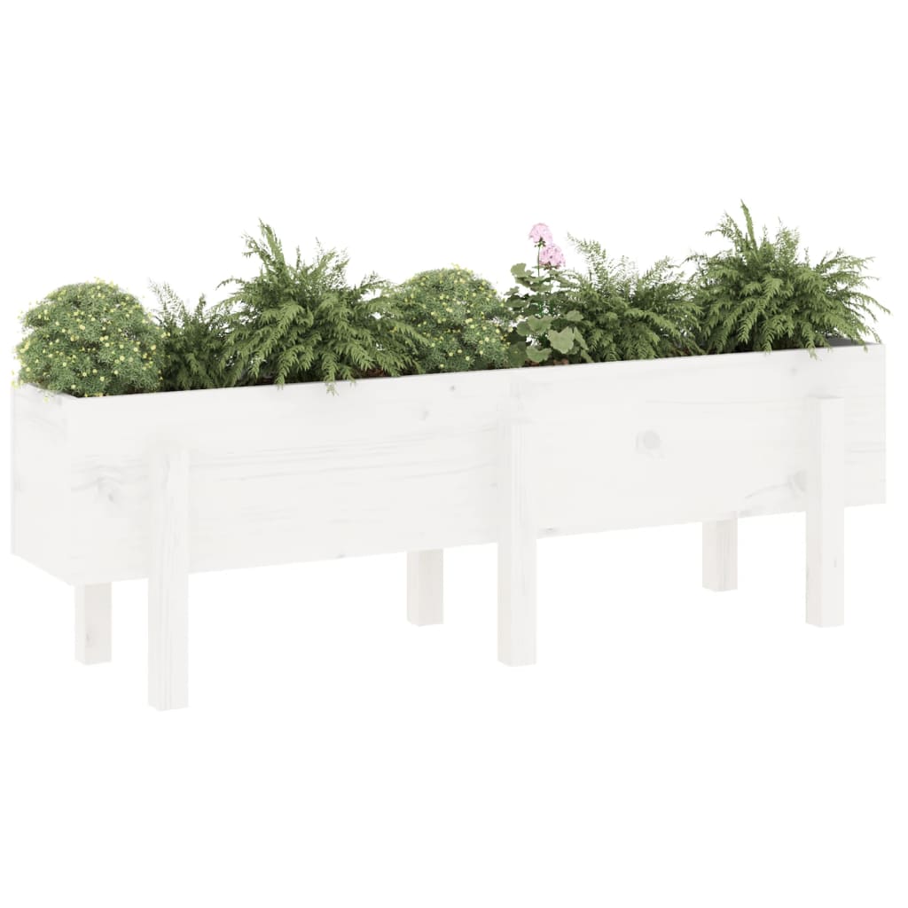 Plantador Vidaxl elevado 121x30x38 cm Pino sólido White