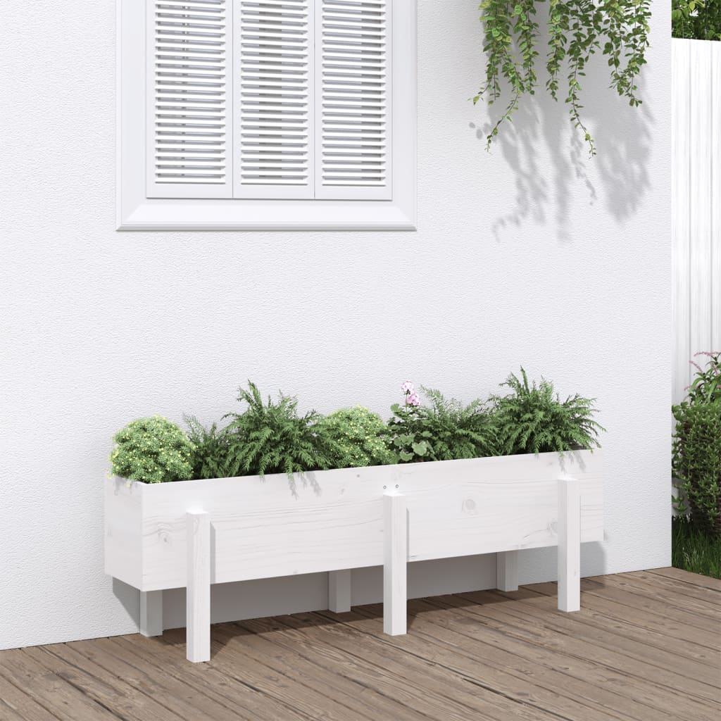 Plantador Vidaxl elevado 121x30x38 cm Pino sólido White
