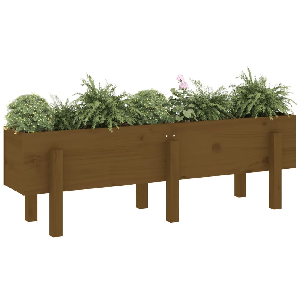 Plantador Vidaxl elevado 121x30x38 cm de pino sólido marrón marrón