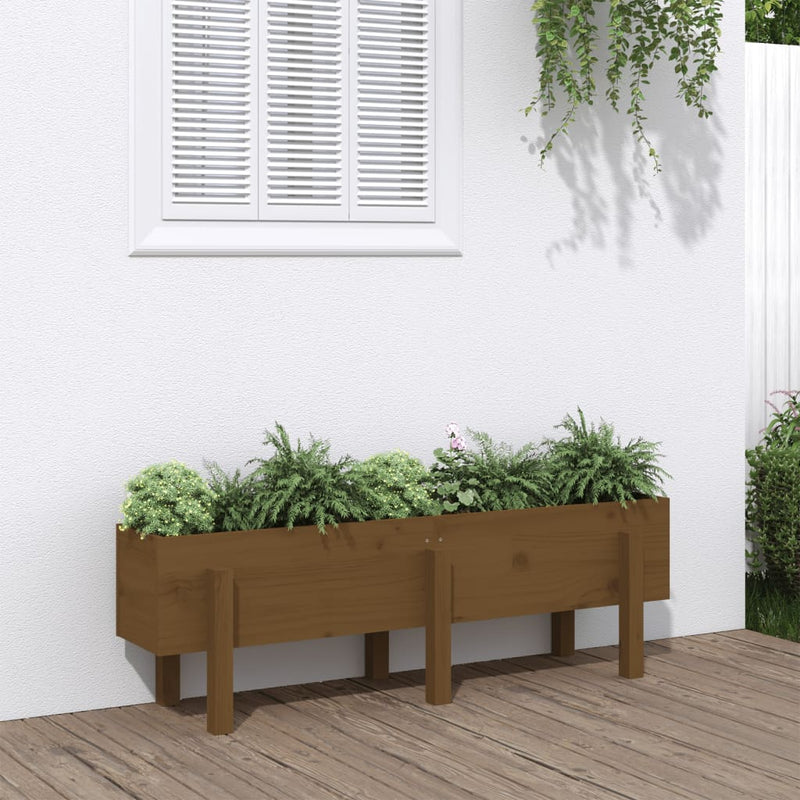 Plantador Vidaxl elevado 121x30x38 cm de pino sólido marrón marrón