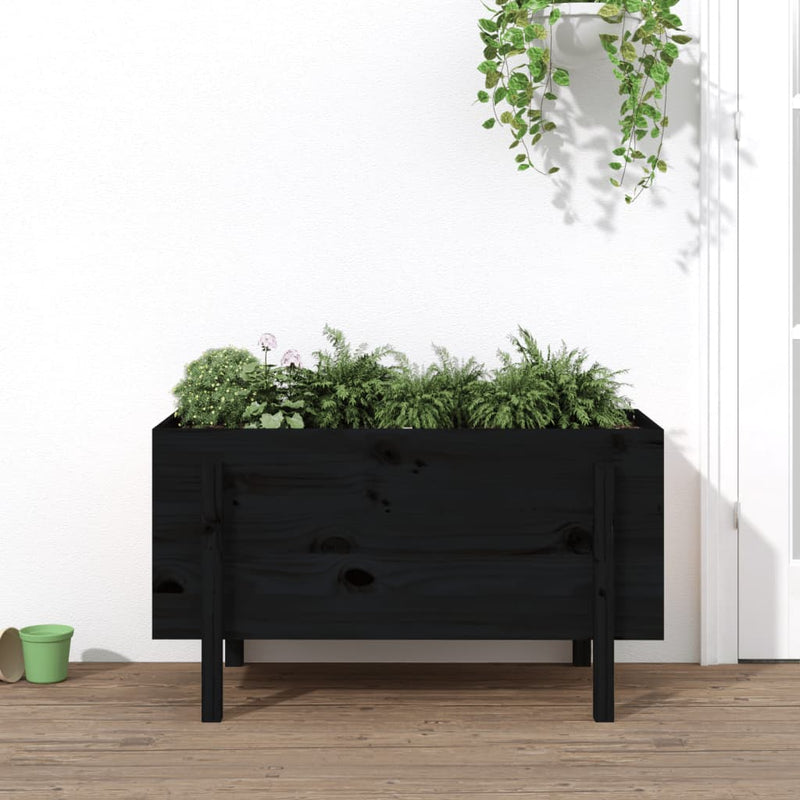 Vidaxl fioriera raccolta 101x50x57 cm Pino solido nero