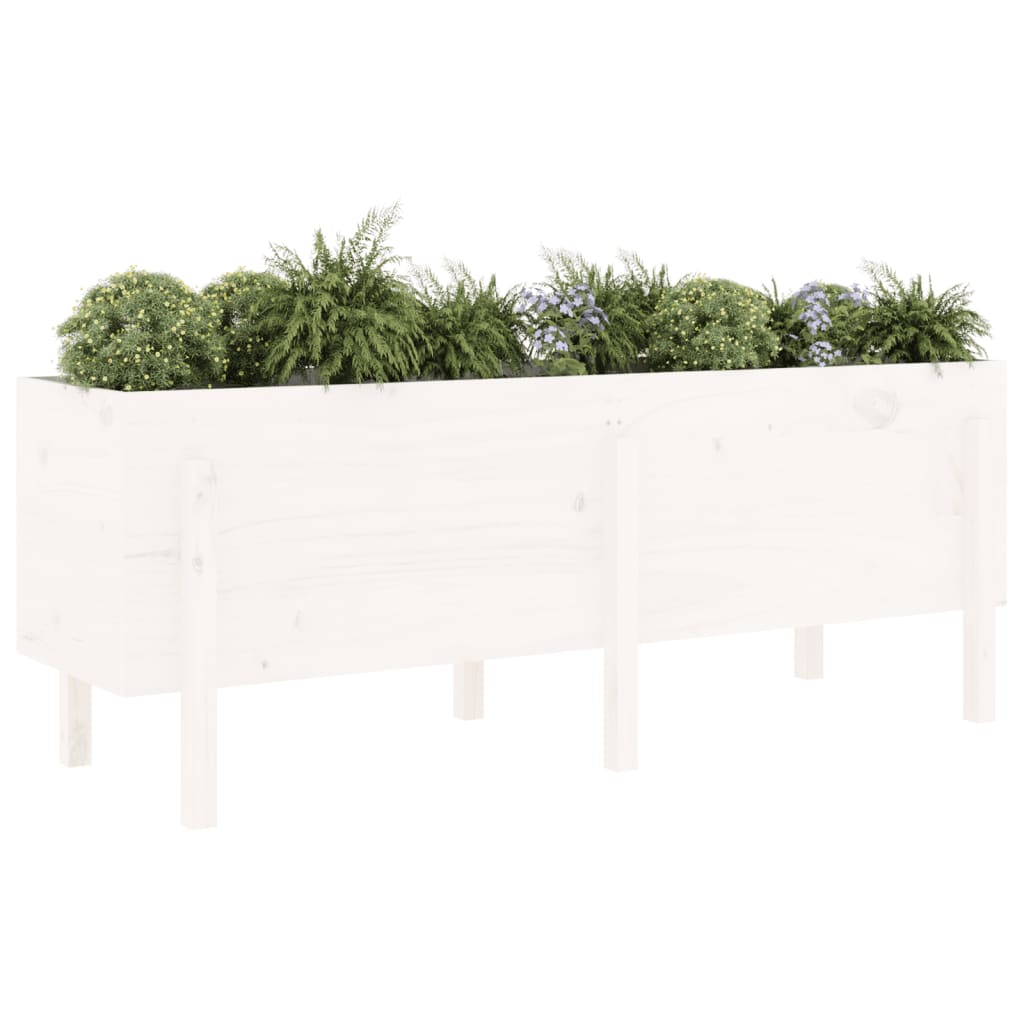 Vidaxl Planning Box elevado 160x50x57 cm de pino sólido blanco