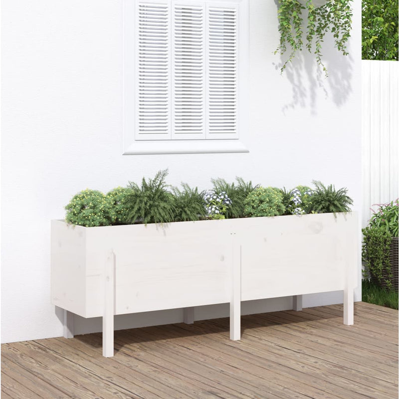 Vidaxl Planning Box elevado 160x50x57 cm de pino sólido blanco