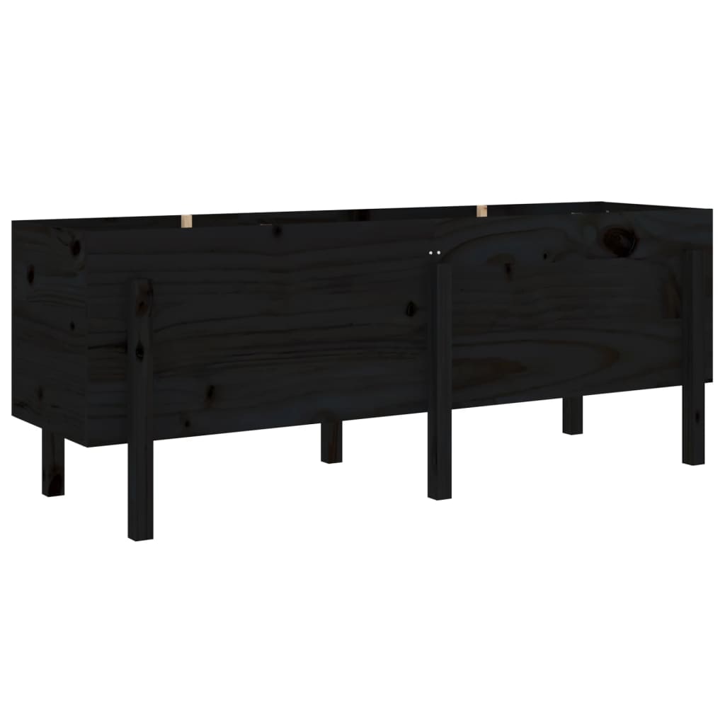Plantador Vidaxl elevado 160x50x57 cm de pino sólido negro
