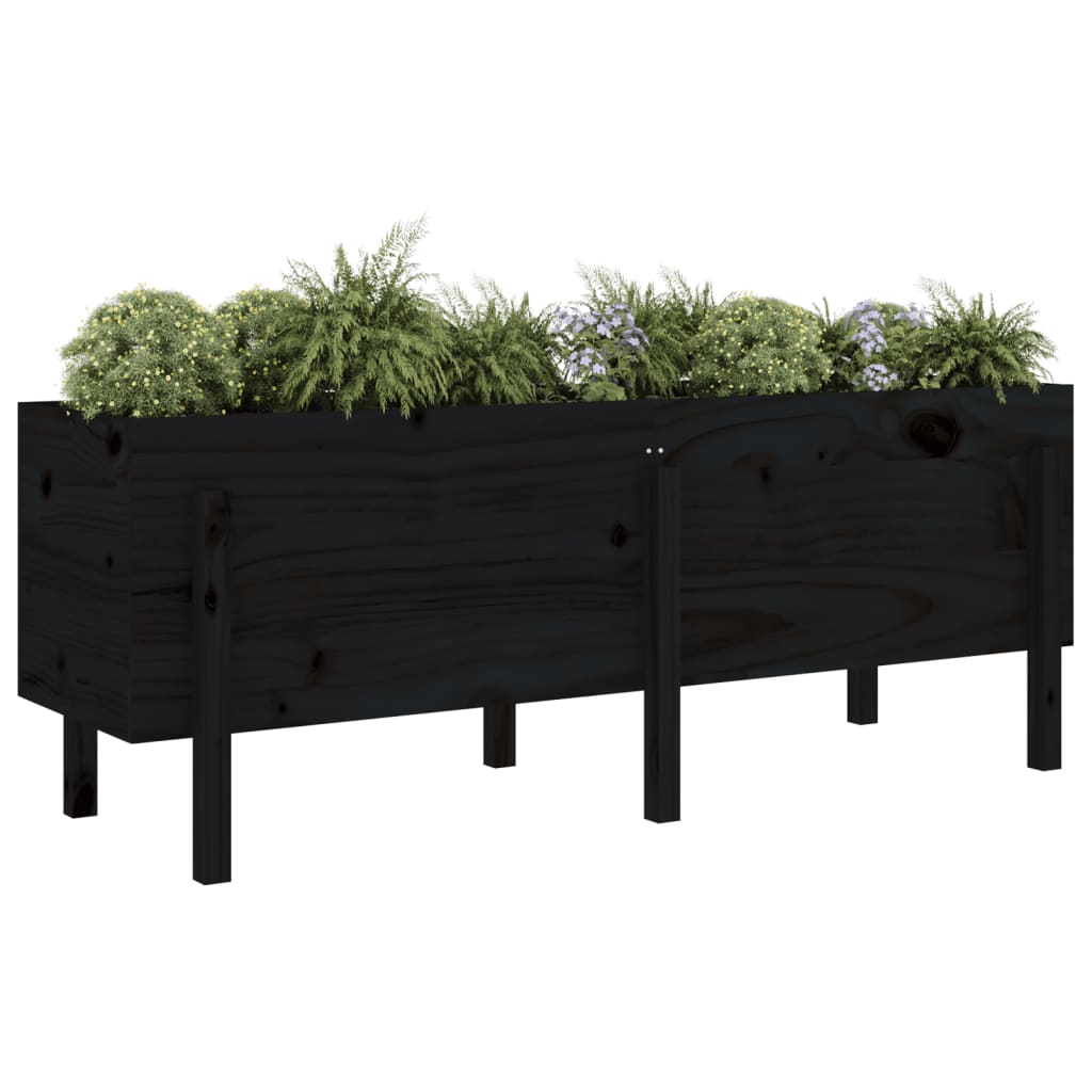 Plantador Vidaxl elevado 160x50x57 cm de pino sólido negro