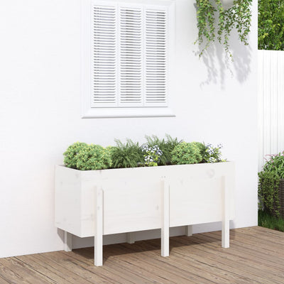 Scatola di pianificazione Vidaxl sollevata 121x50x57 cm Pino solido bianco