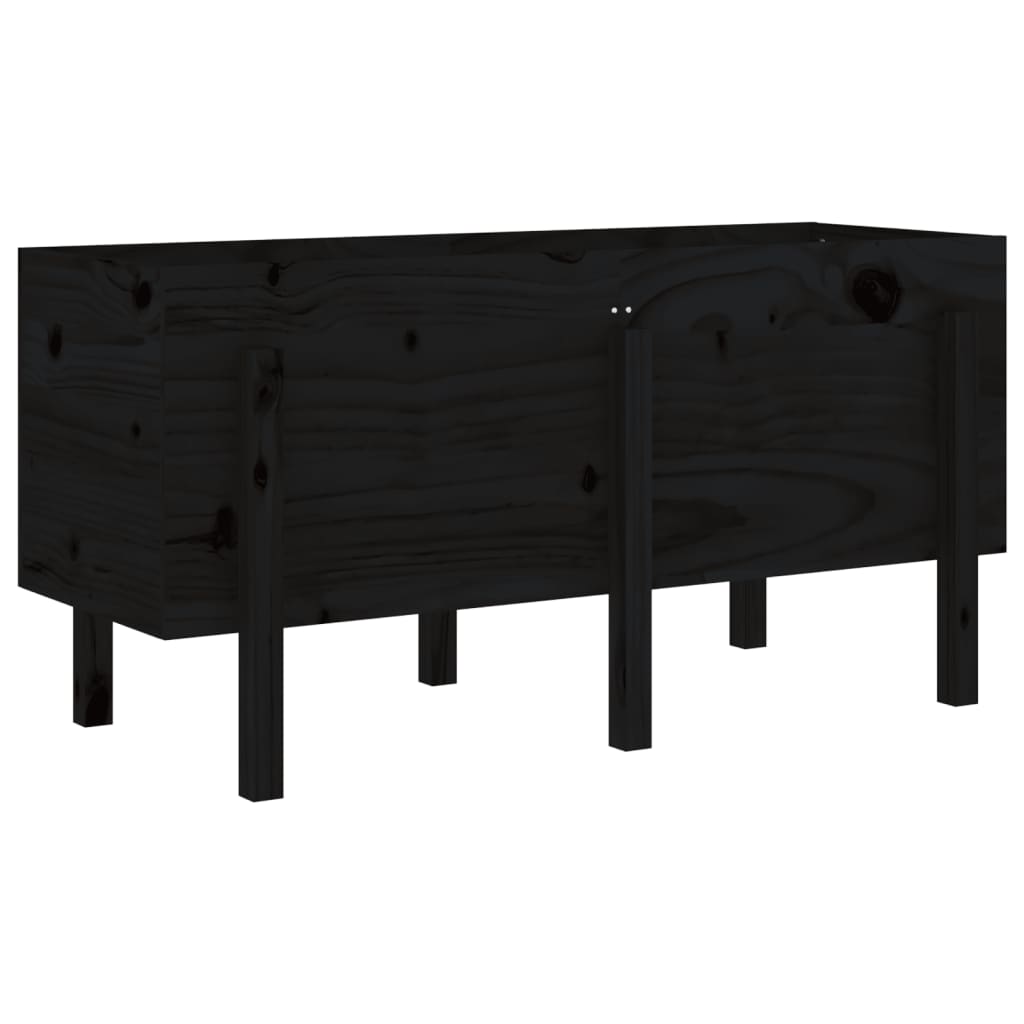 Plantador Vidaxl elevado 121x50x57 cm de pino sólido negro