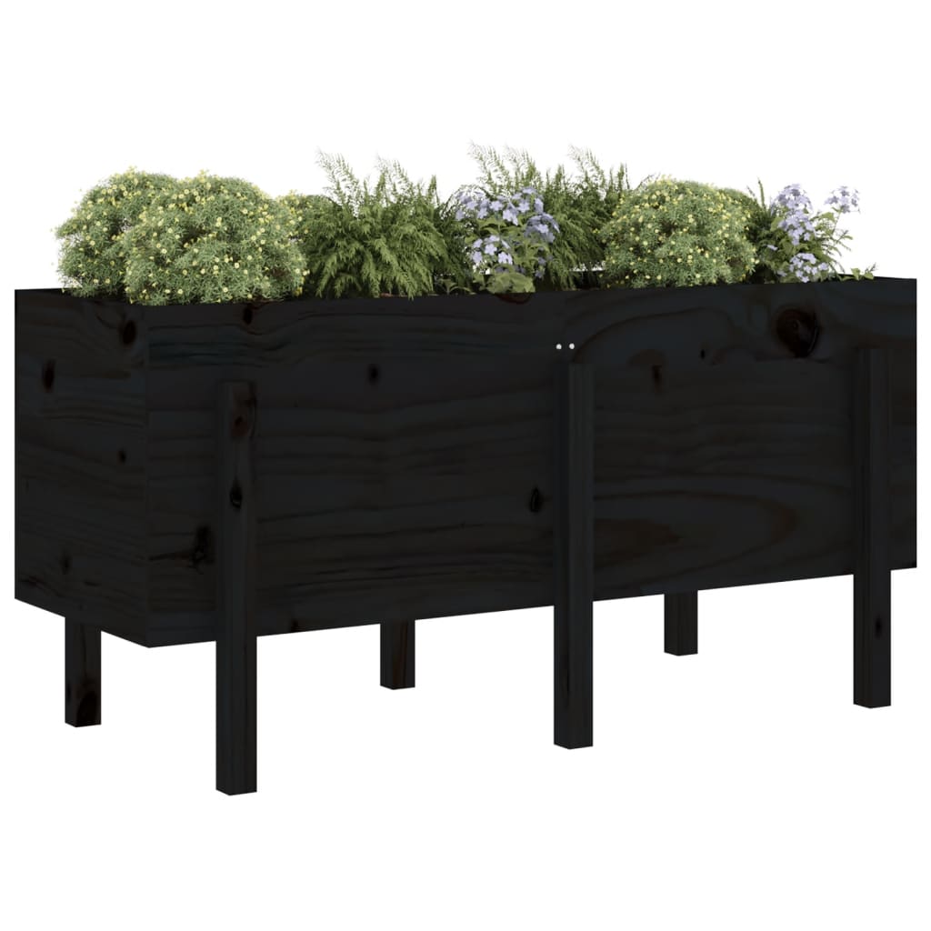 Plantador Vidaxl elevado 121x50x57 cm de pino sólido negro