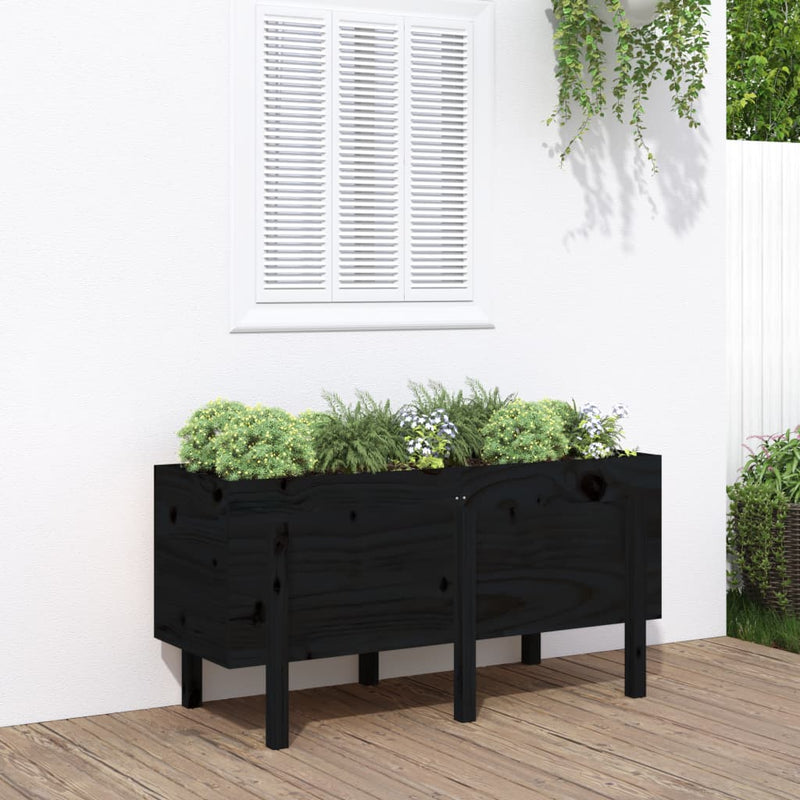 Vidaxl fioriera raccolta 121x50x57 cm Pino solido nero